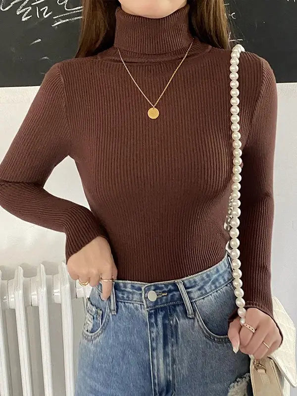 Pull à col roulé  cachemire doux pour femme