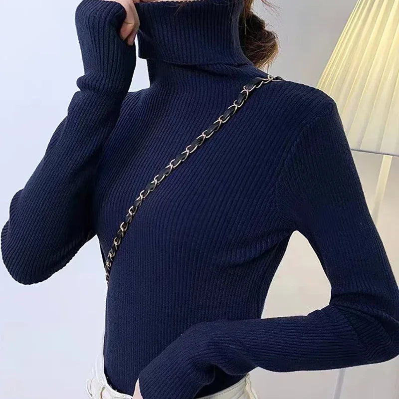 Pull à col roulé  cachemire doux pour femme