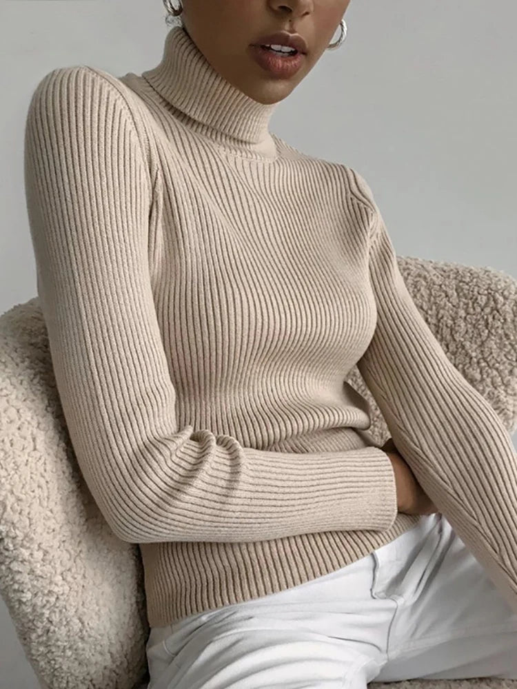 Pull à col roulé  cachemire doux pour femme