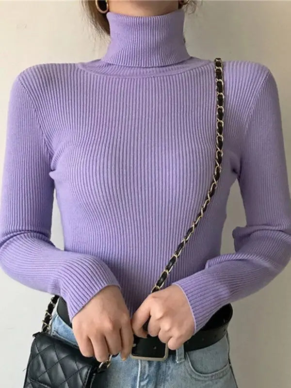 Pull à col roulé  cachemire doux pour femme