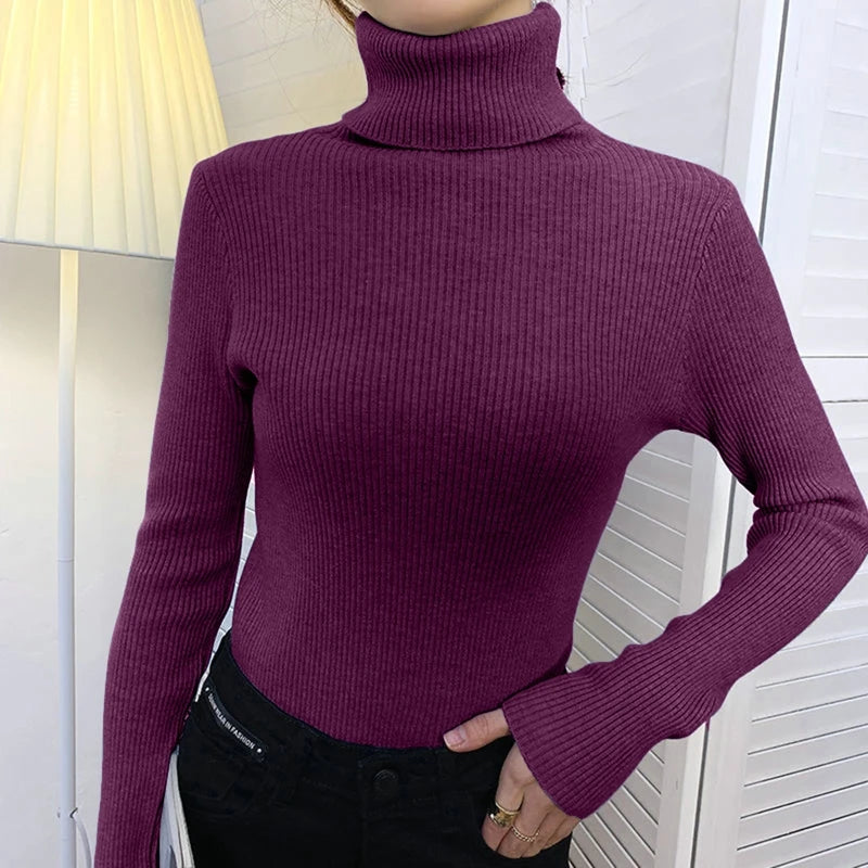 Pull à col roulé  cachemire doux pour femme